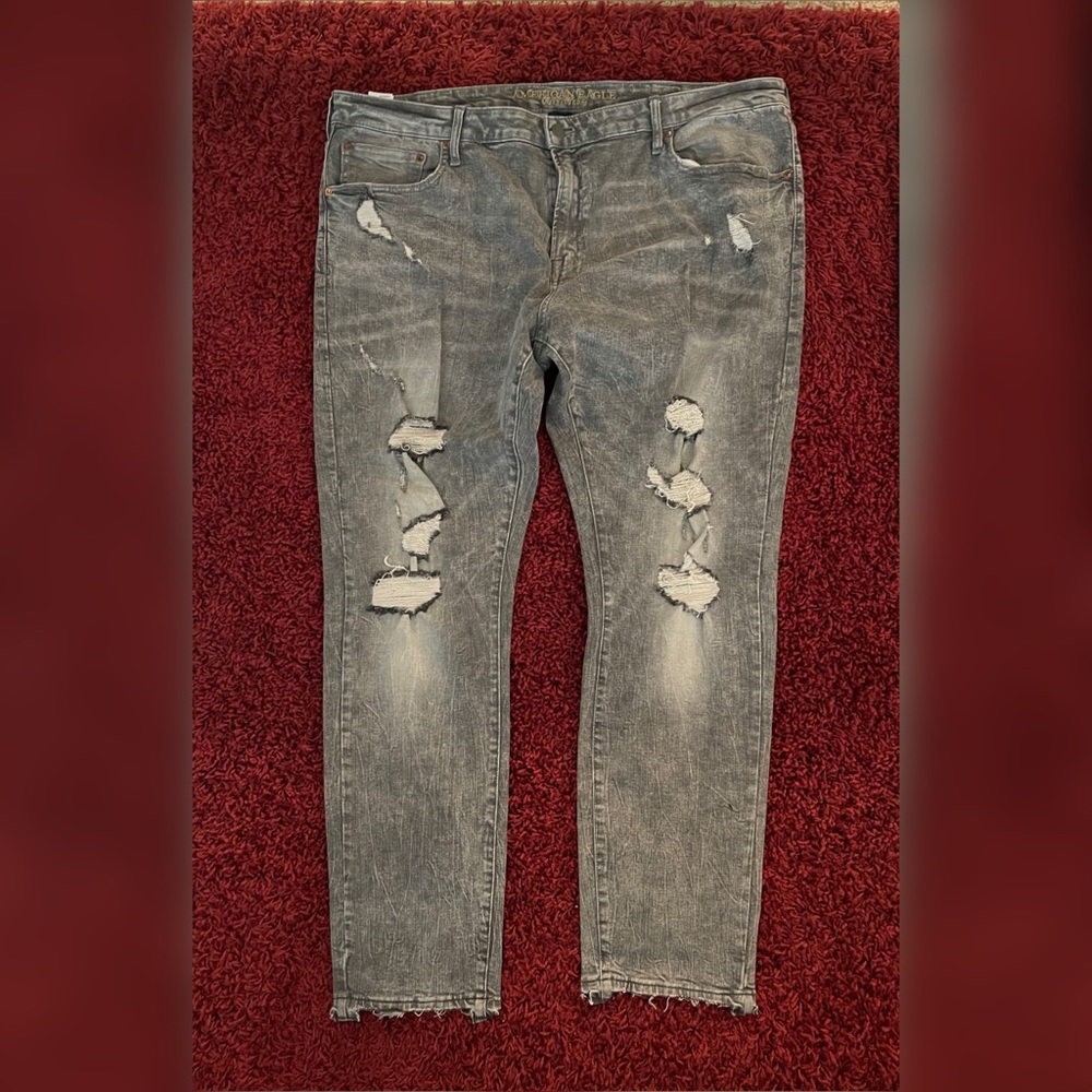 GREY STONE WASH DENIM JEANS